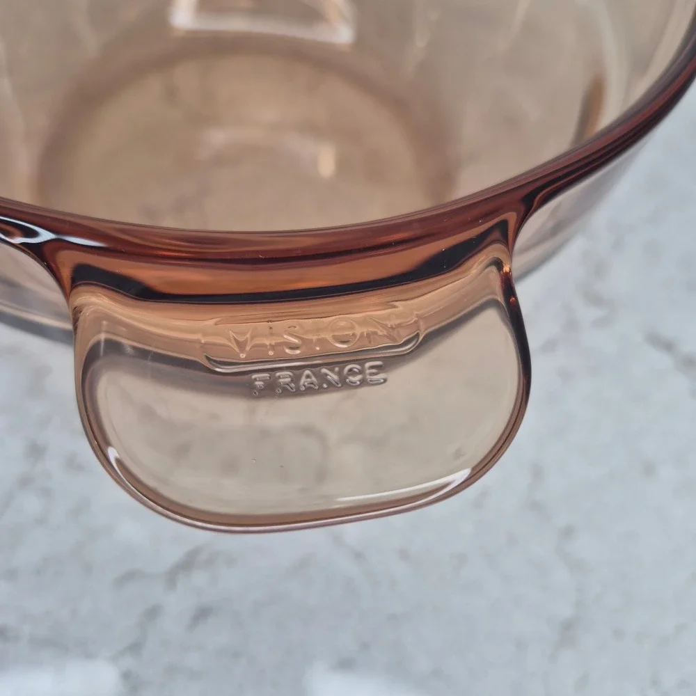 Corning Ware Visions V-20-B Amber Glass Double Boiler Insert France Vintage